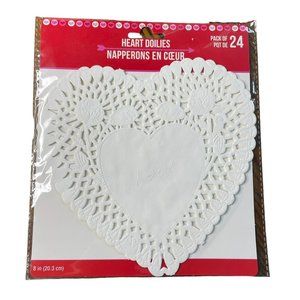 White Heart Doilies Paper Romance Valentine Day Ephemera 24 Pack Crafts u  Junk